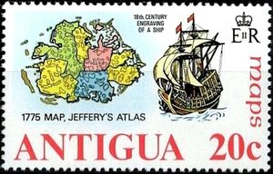 Map of 1775 and Galleon