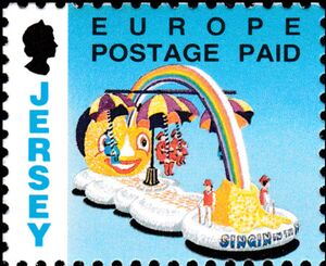 Parade Floats: "Singin' in the Rain", Smiling Face, Rainbow
