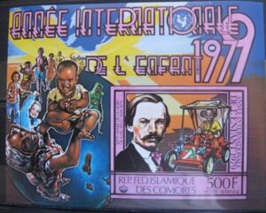 Karl Benz & car with child