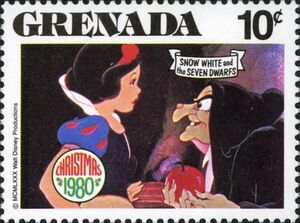 Witch offering Snow White apple