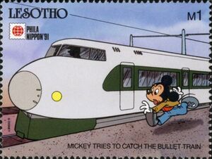 Mickey tries to catch the Bullet Train