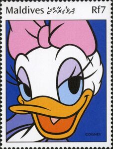 Daisy Duck laughing (Yellow Background)