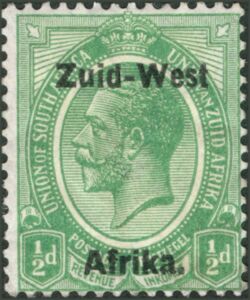 King George V, overprinted in Afrikaans