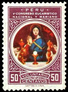 Virgin adoring sacremental bred