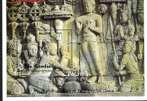 Stone Carving Brahma & Gods, Borobudur, Java