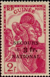 Guinea Woman overprinted and surcharged