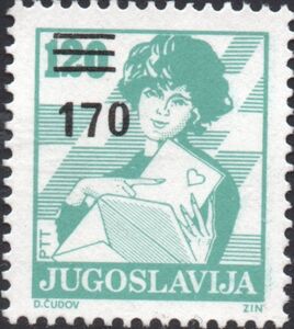 Woman with letter, Overprint