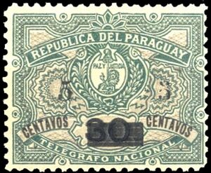 Telegraph stamp with overprint