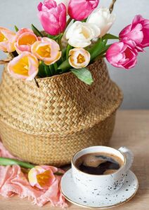 Coffee and tulips