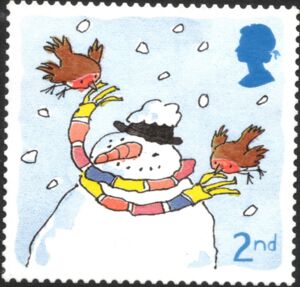 Robins with Snowman