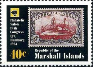 Stamp from the German Colonies '5 MARK', MARSHALL-INSELN