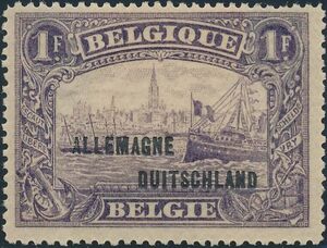 Overprint "ALLEMAGNE DUITSCHLAND" on Antwerp - Perf. 14