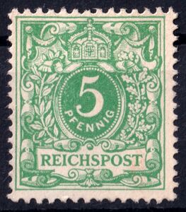 Value number under a crown in a pearls oval