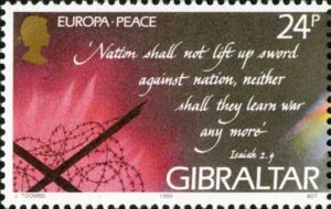 Barbed Wire and Quote from Isaiah (Ch 2.4)