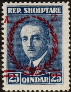 â€President Ahmed Zogu overprint and surcharge in red