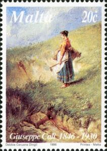 "Countrywoman in a Field" (Painting by Giuseppe Cali)