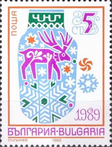 Vase with Deer and Snow Crystal