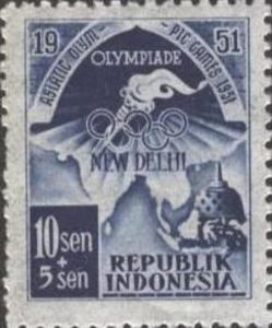 Olympic rings, Torch, Stupa, Map