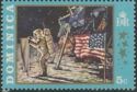 American flag and astronauts on Moon