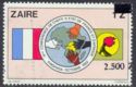 Flags of France and Zaire, Map of Africa - Surcharged