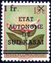 Protea argyrea surcharged, overprinted "... SUD-KASAÏ"