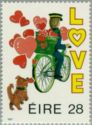 "Postman on Bicycle delivering Hearts" (Brigid Teehan)
