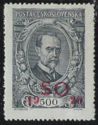 Tom谩拧 Garrigue Masaryk, president - overprint S O1920