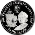 50 Dollars (Italian explorer Columbus, Santa Maria and shield)