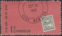 Revolutionary 10c stamp of 1874, 1868 “cancel.”
