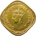 2 Annas (1/8 Rupee - sec. head - small value - large crown)