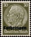 Overprint LOTHRINGEN Over Hindenburg
