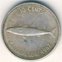 10 Cents (Canadian Confederation Centennial - 50% Silver)