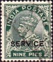 King George V wearing Imperial Crown of India - overprinted