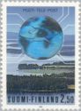 Landscape with Päijänne Lake, World Map, Postal Badge