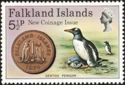 Gentoo Penguin (Pygoscelis papua) and 1p coin