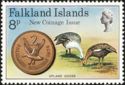 Upland Goose (Chloephaga picta) and 2p coin