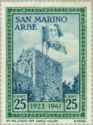 Flags of San Marino and Italy on Arbe tower