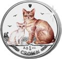 1 Crown (Abyssinian cat with kitten, colored)