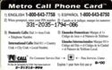 MetroCall Phone Card $ 10