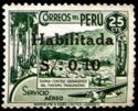 Stamps of 1938 overprinted in black 10c on 25c