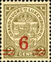 Coat of Arms of Luxembourg (Surcharge 6c on 2c brown)