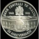 5 Liri (25th Anniversary of Central Bank)