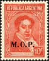 Bernardino Rivadavia (1780-1845), ovpt. M.O.P.t