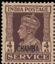 King George VI wearing Imperial Crown of India - overprinted