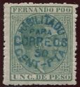 Alfonso XII, blue overprinted