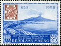 Naples 10 grana stamp of 1858 and Bay of Naples