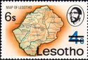Map of Lesotho - surcharged