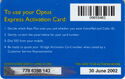 Optus Express Activation card