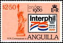 Statue of Liberty and US 1976 13c "Interphil" Stamp