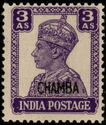 King George VI wearing Imperial Crown of India - overprinted